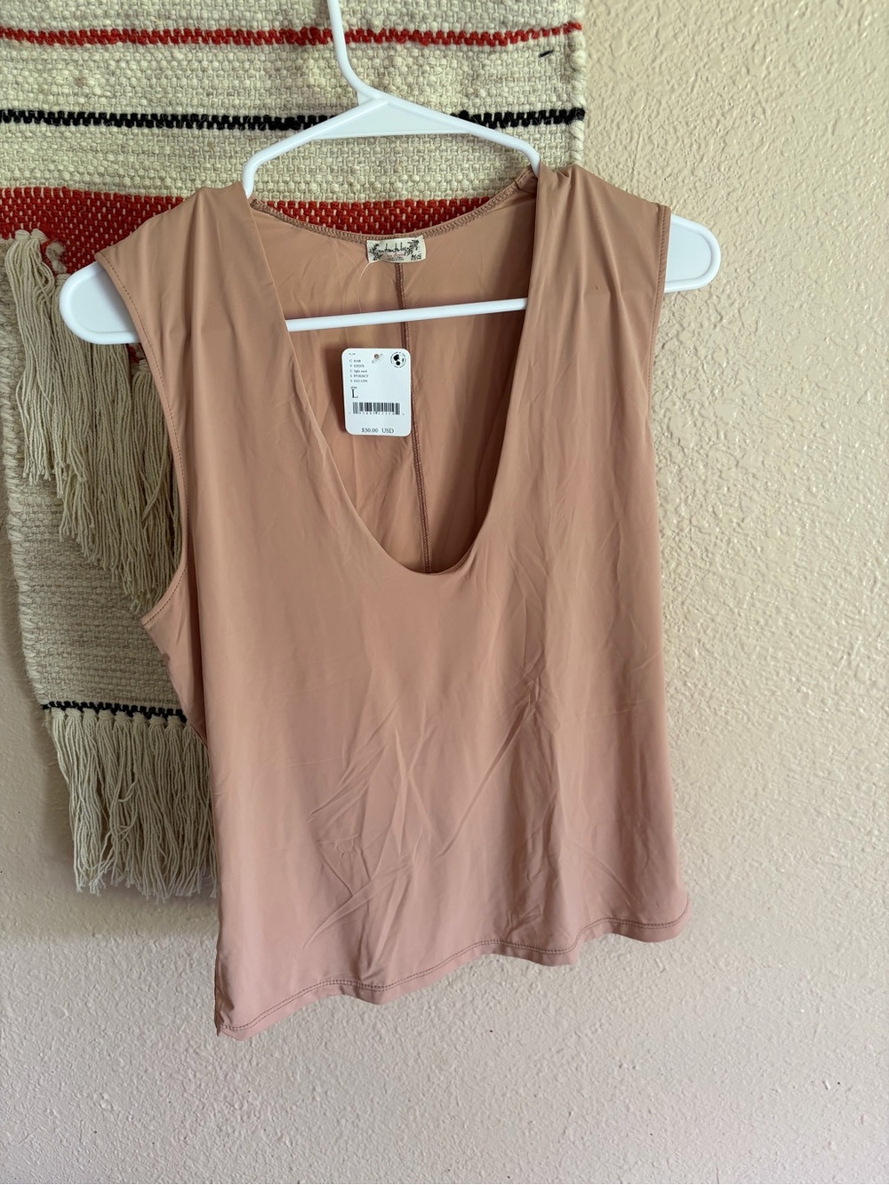 Free People Blush Pink Deep V-Neck Sleeveless Camisole